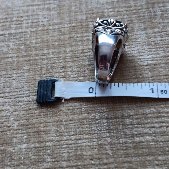 Silver Multi-faceted Brown Synthetic Stone Ring - Picture 7 of 14